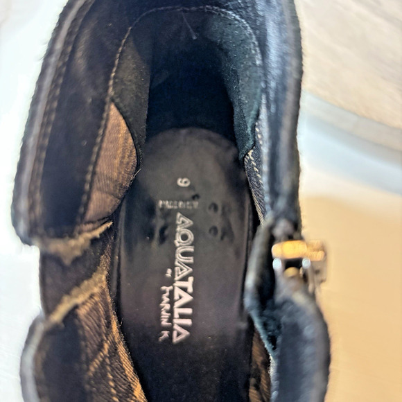 Aquatalia Fleurette Suede Ankle Bootie Black Size 9 - Picture 6 of 9